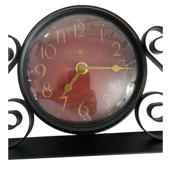 Howard Miller Black Marisa Metal Swirl Mantel Clock Tested Works Model 645-649 - Picture 6 of 6